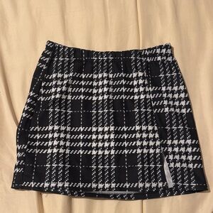 SHEIN Black and White Checkered Mini Skirt